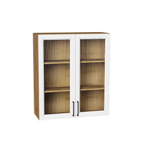 Шкаф верхний с 2-мя остекленными дверцами Сканди, цвет: White Silkwood