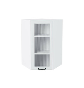 Шкаф верхний угловой остекленный Ницца, цвет: Blanco