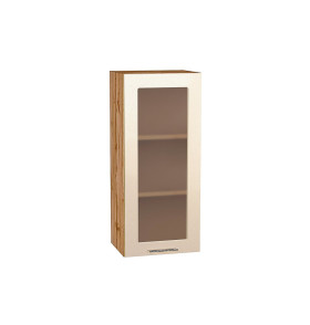 Шкаф верхний с 1-ой остекленной дверцей Валерия-М, цвет: Бежевый металлик