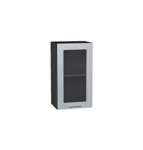 Шкаф верхний с 1-ой остекленной дверцей Валерия-М, цвет: Серый металлик дождь светлый