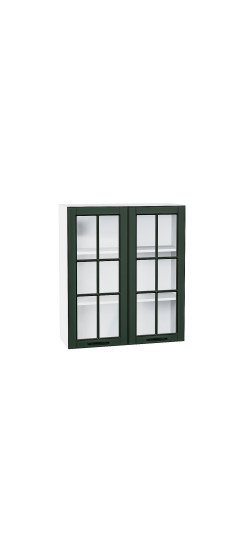 Шкаф верхний с 2-мя остекленными дверцами Дублин, цвет: Special Green | Эмаль высокой прочности Renner (Италия)., Special Green