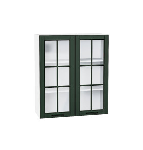 Шкаф верхний с 2-мя остекленными дверцами Дублин, цвет: Special Green