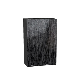 Шкаф верхний с 2-мя дверцами Валерия-М, цвет: Черный металлик дождь