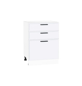 Шкаф нижний с 3-мя ящиками Фрейм, цвет: White Silk