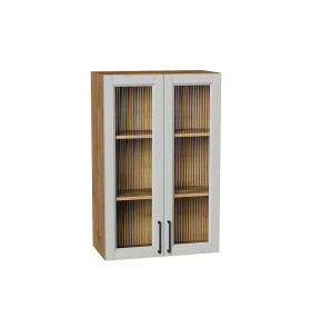 Шкаф верхний с 2-мя остекленными дверцами Сканди, цвет: Grey Silkwood