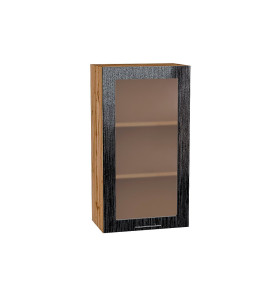 Шкаф верхний с 1-ой остекленной дверцей Валерия-М, цвет: Черный металлик дождь