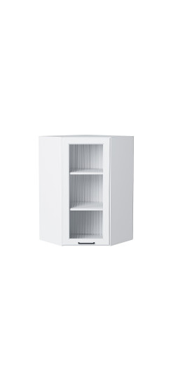 Шкаф верхний угловой остекленный Барселона, цвет: Кашемир | Пленка ПВХ., Кашемир