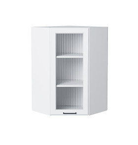 Шкаф верхний угловой остекленный Барселона, цвет: Кашемир