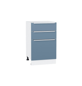 Шкаф нижний с 3-мя ящиками Фьюжн, цвет: Silky Blue