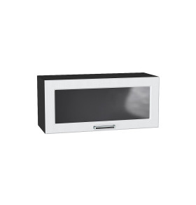 Шкаф верхний горизонтальный остекленный Прага, цвет: Белое дерево