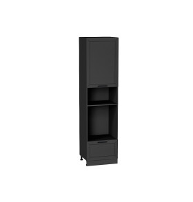 Шкаф пенал с 1-ой дверцей и ящиком под технику Глетчер, цвет: Маренго Силк