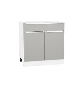 Шкаф нижний с 2-мя дверцами и ящиком Фьюжн, цвет: Silky Light Grey