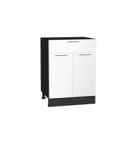 Шкаф нижний с 2-мя дверцами и ящиком Валерия-М, цвет: Белый глянец