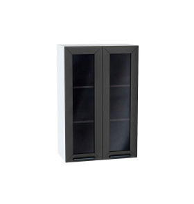 Шкаф верхний с 2-мя остекленными дверцами Глетчер, цвет: Маренго Силк