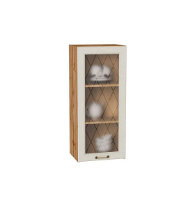 Шкаф верхний с 1-ой остекленной дверцей Ницца, цвет: Дуб крем