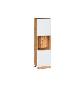 Шкаф пенал с 2-мя дверцами под технику Фьюжн, цвет: Silky White