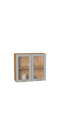 Шкаф верхний с 2-мя остекленными дверцами Ницца, цвет: Графит | Пленка ПВХ., Графит