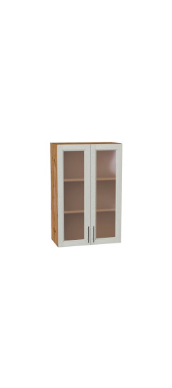 Шкаф верхний с 2-мя остекленными дверцами Сканди, цвет: Cappuccino Softwood | Эко Шпон с уникальным покрытием «Soft-touch» и защитным лаком (Япония)., Cappuccino Softwood