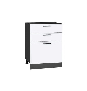 Шкаф нижний с 3-мя ящиками Фрейм, цвет: White Silk