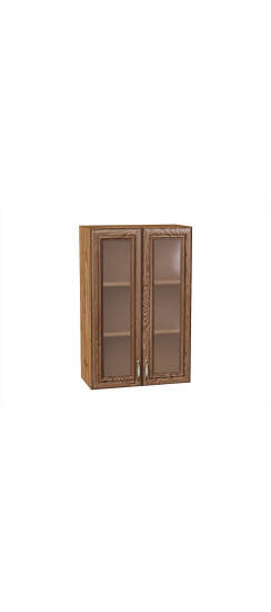 Шкаф верхний с 2-мя остекленными дверцами Шале, цвет: Brown Dreamline | Эко Шпон — структурный материал с защитным слоем оверлея (Южная Корея). Отличается высокой стойкостью к истиранию и механическим повреждениям. Репродукция натуральных материалов — Sup