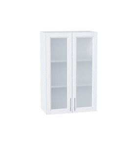 Шкаф верхний с 2-мя остекленными дверцами Сканди, цвет: White Softwood