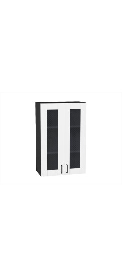 Шкаф верхний с 2-мя остекленными дверцами Лофт, цвет: Super White | Винил — структурный материал с защитным слоем Overlay и мелкозернистой поверхностью (Южная Корея). Отделка осуществляется с использованием PUR-клея необратимой полимеризации., Super White