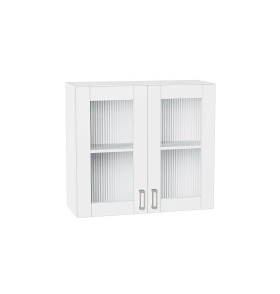 Шкаф верхний с 2-мя остекленными дверцами Лофт, цвет: White Silk