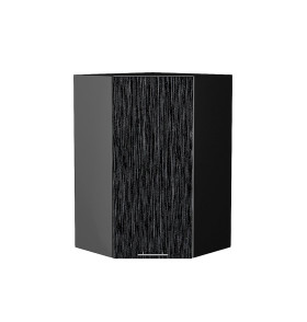 Шкаф верхний угловой Валерия-М, цвет: Черный металлик дождь