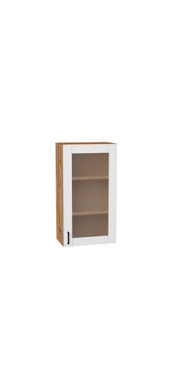 Шкаф верхний с 1-ой остекленной дверцей Лофт, цвет: Super White | Винил — структурный материал с защитным слоем Overlay и мелкозернистой поверхностью (Южная Корея). Отделка осуществляется с использованием PUR-клея необратимой полимеризации., Super White