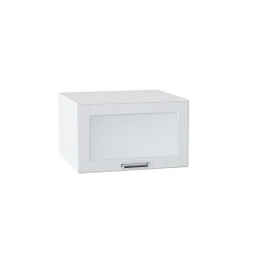 Шкаф верхний горизонтальный остекленный глубокий Прага, цвет: Белое дерево