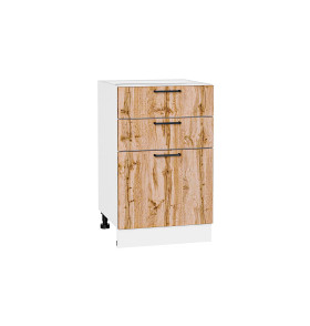 Шкаф нижний с 3-мя ящиками Флэт, цвет: Wotan Oak 2S