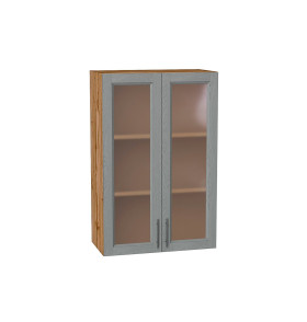 Шкаф верхний с 2-мя остекленными дверцами Сканди, цвет: Grey Softwood