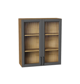 Шкаф верхний с 2-мя остекленными дверцами Сканди, цвет: Stormy Silkwood