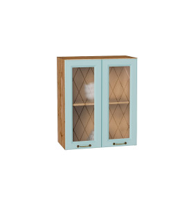 Шкаф верхний с 2-мя остекленными дверцами Ницца, цвет: Голубой