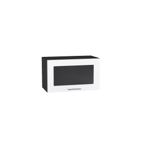 Шкаф верхний горизонтальный остекленный Валерия-М, цвет: Белый глянец