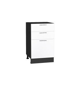 Шкаф нижний с 3-мя ящиками Валерия-М, цвет: Белый глянец