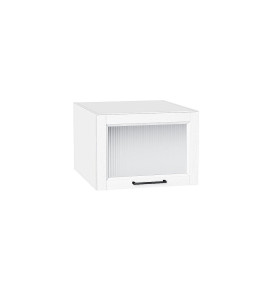 Шкаф верхний горизонтальный остекленный глубокий Сканди, цвет: White Silkwood