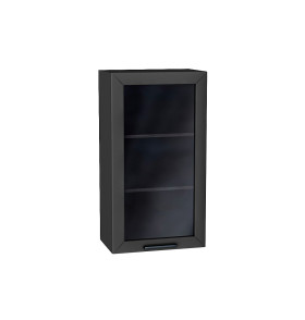 Шкаф верхний с 1-ой остекленной дверцей Глетчер, цвет: Маренго Силк