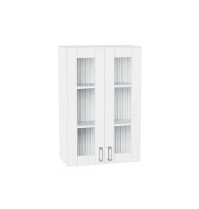 Шкаф верхний с 2-мя остекленными дверцами Лофт, цвет: White Silk