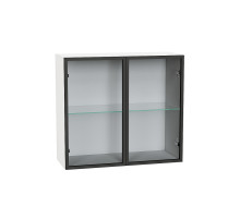 Шкаф верхний с 2-мя остекленными дверцами, цвет: Черный