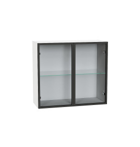 Шкаф верхний с 2-мя остекленными дверцами, цвет: Черный