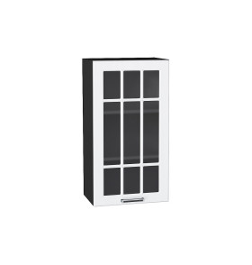 Шкаф верхний с 1-ой остекленной дверцей Прага, цвет: Белое дерево