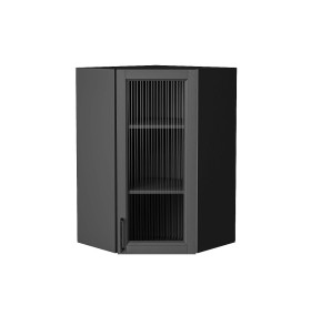 Шкаф верхний угловой остекленный Сканди, цвет: Stormy Silkwood