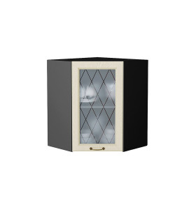 Шкаф верхний угловой остекленный Ницца, цвет: Дуб крем