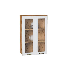 Шкаф верхний с 2-мя остекленными дверцами Ницца, цвет: Белый