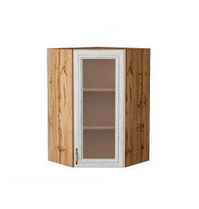 Шкаф верхний угловой остекленный Шале, цвет: White Dreamline