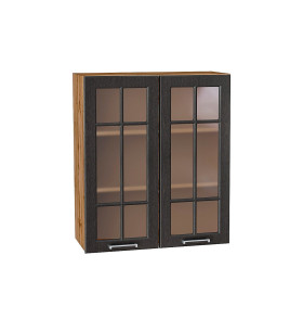 Шкаф верхний с 2-мя остекленными дверцами Прага, цвет: Венге премиум