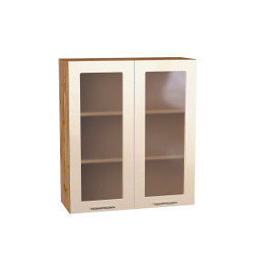 Шкаф верхний с 2-мя остекленными дверцами Валерия-М, цвет: Бежевый металлик