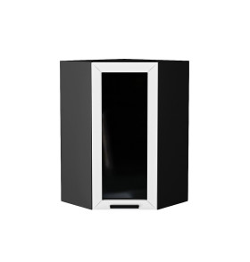 Шкаф верхний угловой остекленный Глетчер, цвет: Айленд Силк