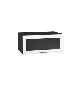 Шкаф верхний горизонтальный остекленный глубокий Валерия-М, цвет: Белый металлик